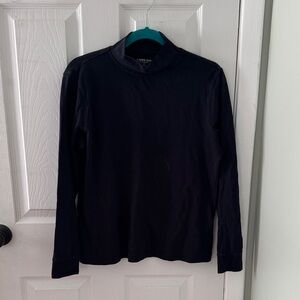 Lands' End Black Long-Sleeve Mock Neck Shirt